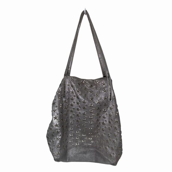 Jimmy Choo Tote Bag Silver Calf Leather with Star Stud Embellishments 2000s - Picture 2 of 4